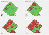 Overzicht toename verharding in 120 jaar in het beheergebied van Delfland